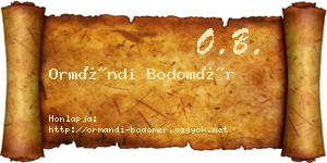 Ormándi Bodomér névjegykártya